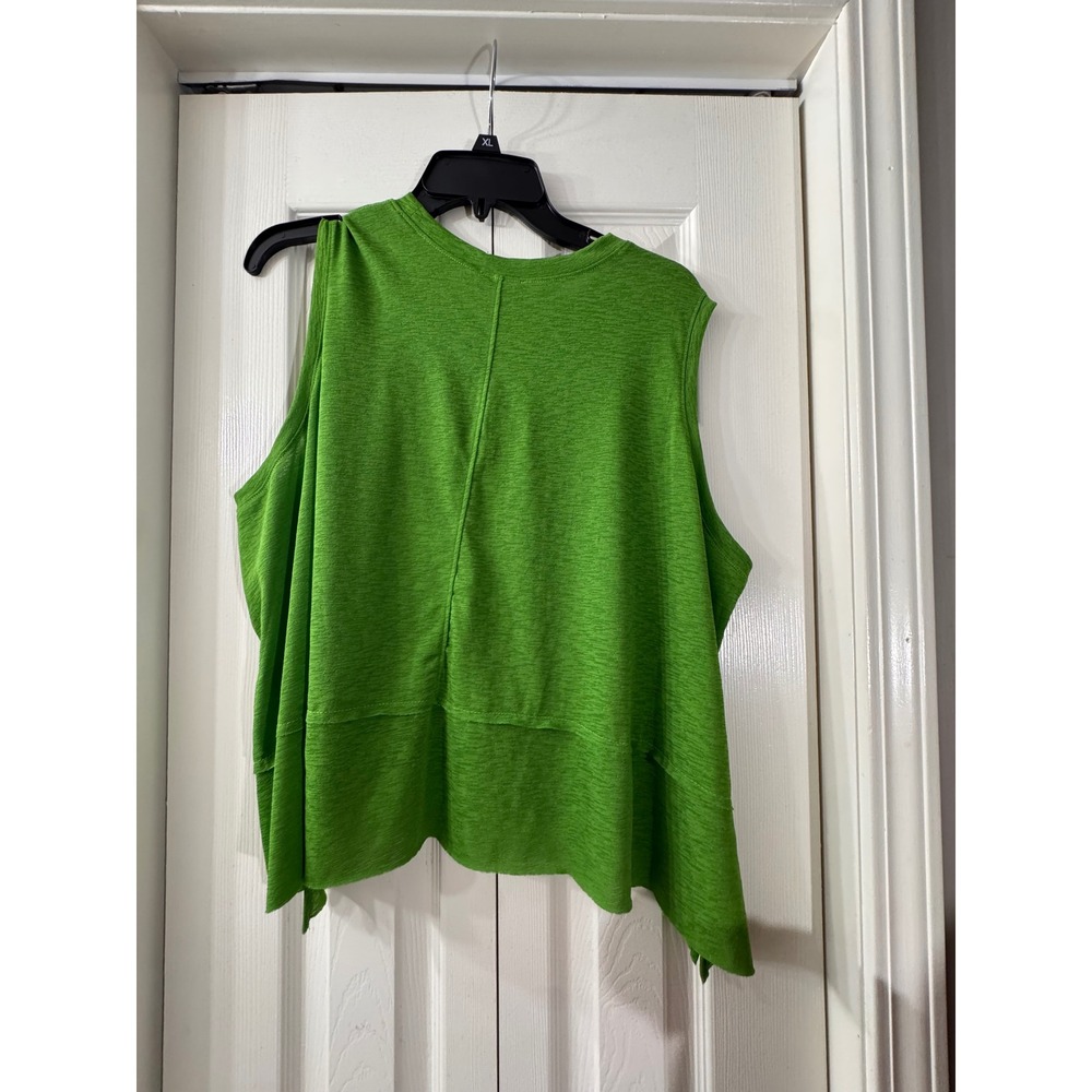 Chelsea & Violet Green Cold Shoulder Asymmetrical Slub Knit Top XL NEW - Picture 2 of 5